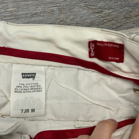 Vintage Y2K Levis Cream Womens JR 7 Low Rise Stretch Flared Bell Bottom Jeans - Picture 4 of 11